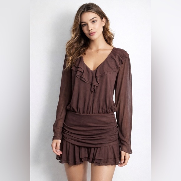Zara Dresses & Skirts - Zara Brown Ruffled Dress